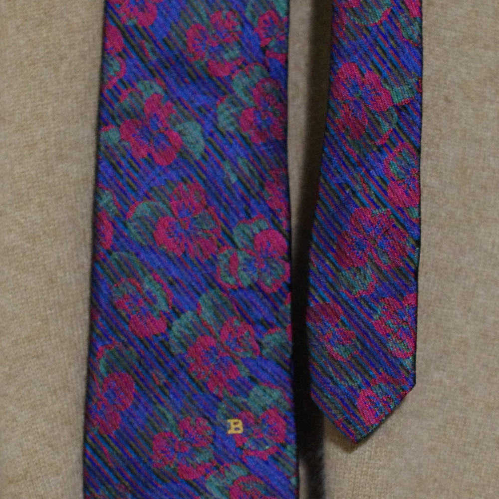 Bally Of Switzerland Navy Red  Floral Tie 57"